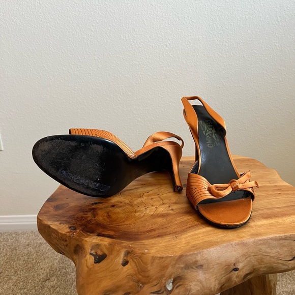 Salvatore Ferragamo Orange Slingback Sandals - Picture 5 of 5